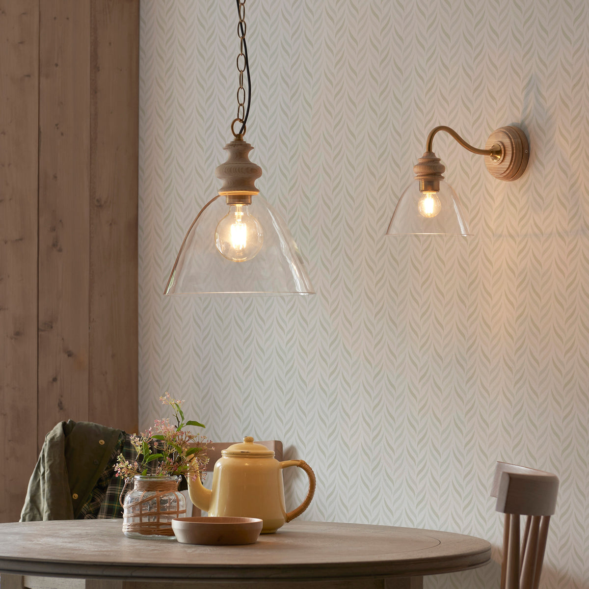 Gallery Direct Cotswold 1 Pendant Light Natural Ash, styled in a room setting