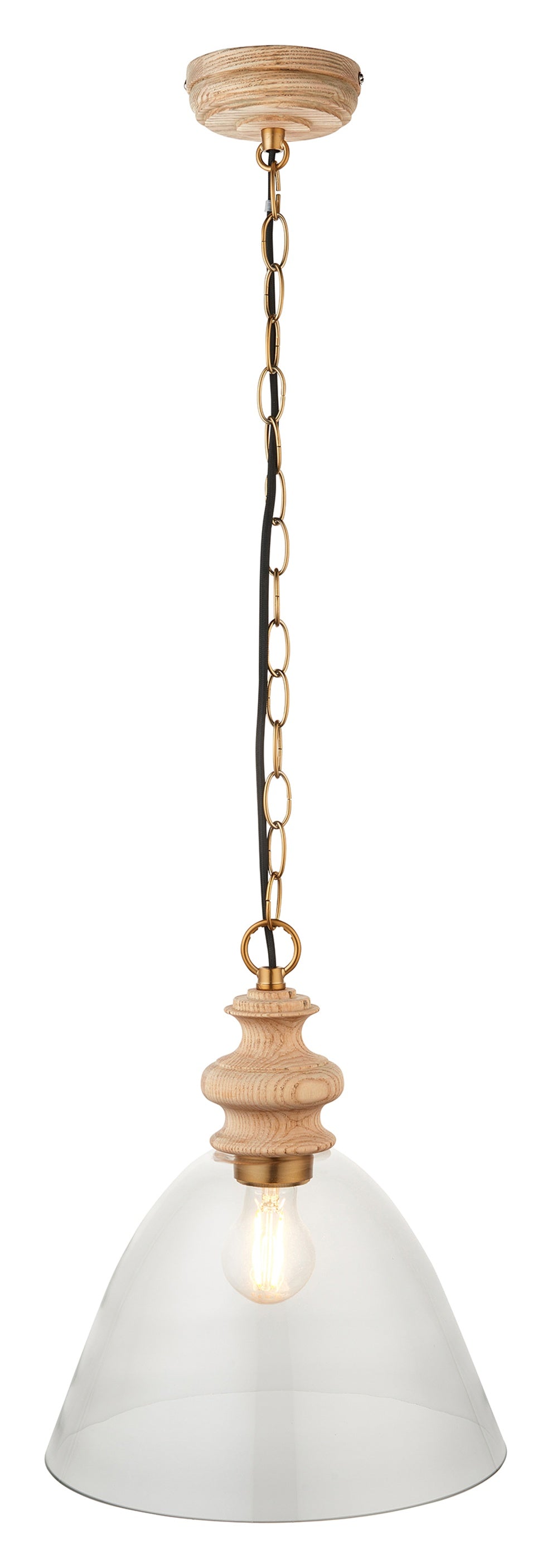 Gallery Direct Cotswold 1 Pendant Light Natural Ash, complete product view on a white background
