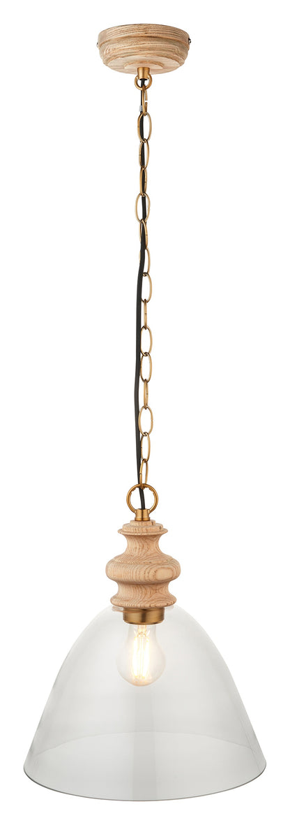 Gallery Direct Cotswold 1 Pendant Light Natural Ash, complete product view on a white background