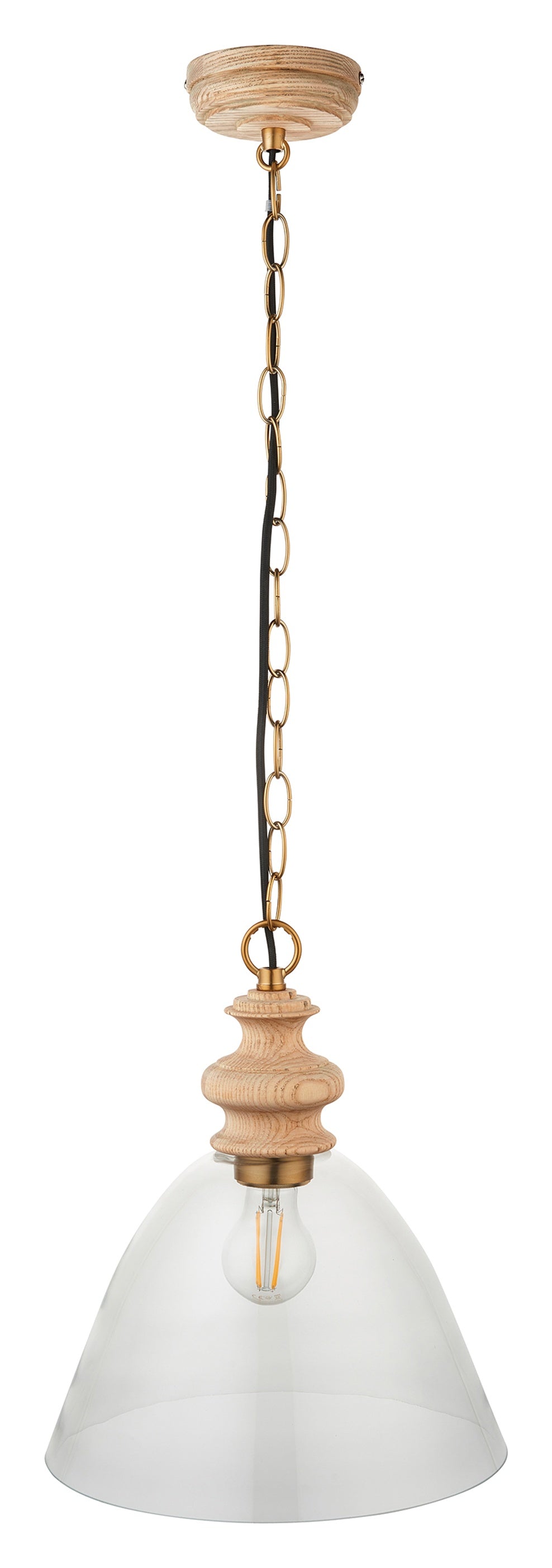 Gallery Direct Cotswold 1 Pendant Light Natural Ash, complete product view on a white background