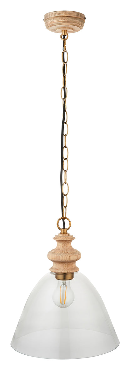 Gallery Direct Cotswold 1 Pendant Light Natural Ash, complete product view on a white background