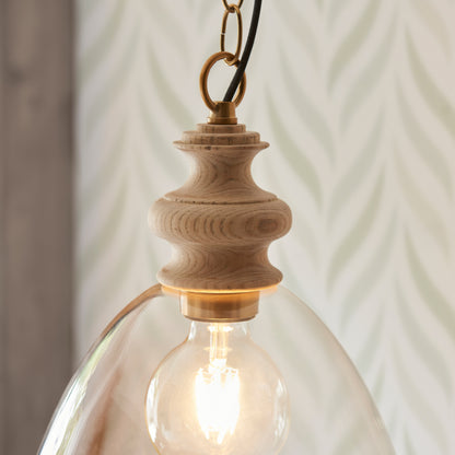 Gallery Direct Cotswold 1 Pendant Light Natural Ash, close-up of the finish and design