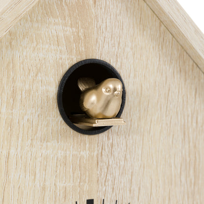 Gallery Direct Cuckoo Clock Washed Oak, close-up of the clock face and finish