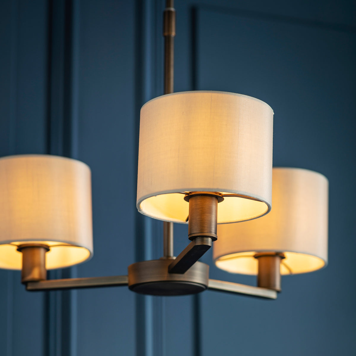 Gallery Direct Daley 3 Pendant Antique Bronze, close-up of the finish and design