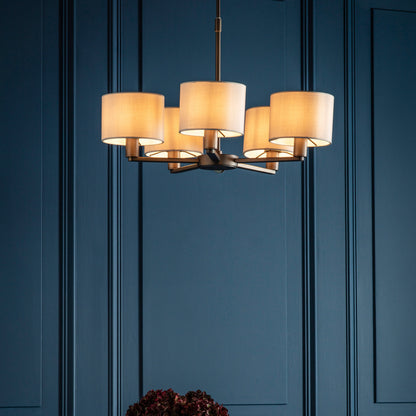 Gallery Direct Daley 5 Pendant Antique Bronze, styled in a room setting