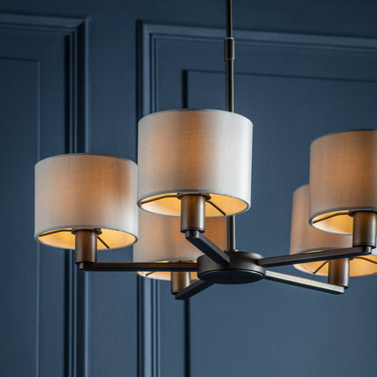 Gallery Direct Daley 5 Pendant Antique Bronze, close-up of the finish and design