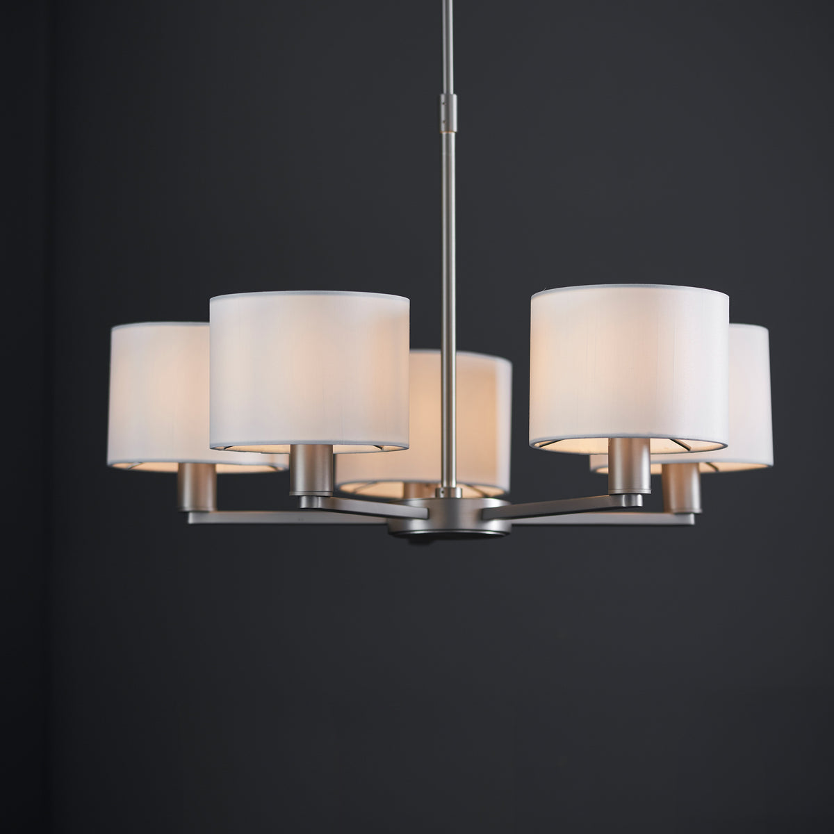 Gallery Direct Daley 5 Pendant Matt Nickel, styled in a room setting
