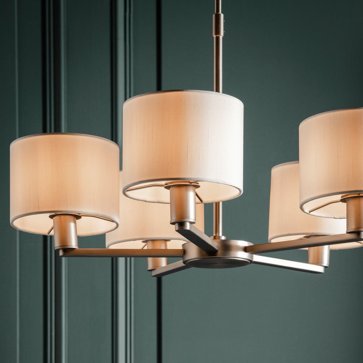 Gallery Direct Daley 5 Pendant Matt Nickel, close-up of the finish and design