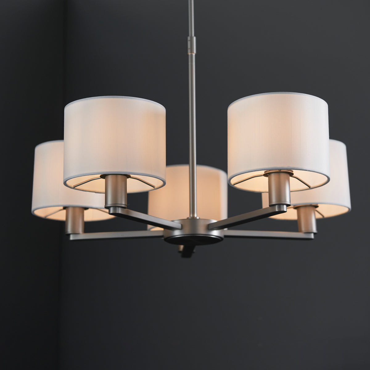 Gallery Direct Daley 5 Pendant Matt Nickel, close-up of the finish and design