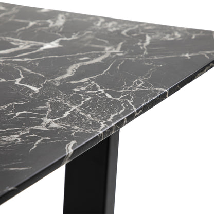 Detail of the Davidson dining table black marble effect tabletop edge