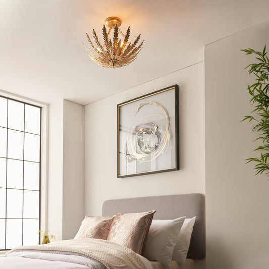 Gallery Direct Delphine 3 Ceiling Light Gold Leaf, styled in a room setting