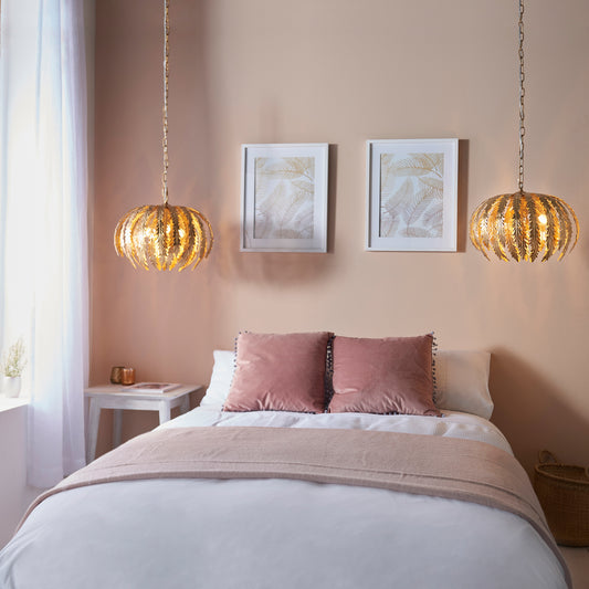 Gallery Direct Delphine Pendant Light Gold, styled in a room setting