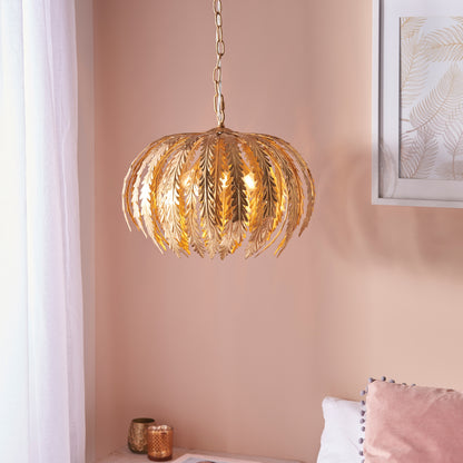 Gallery Direct Delphine Pendant Light Gold, styled in a room setting
