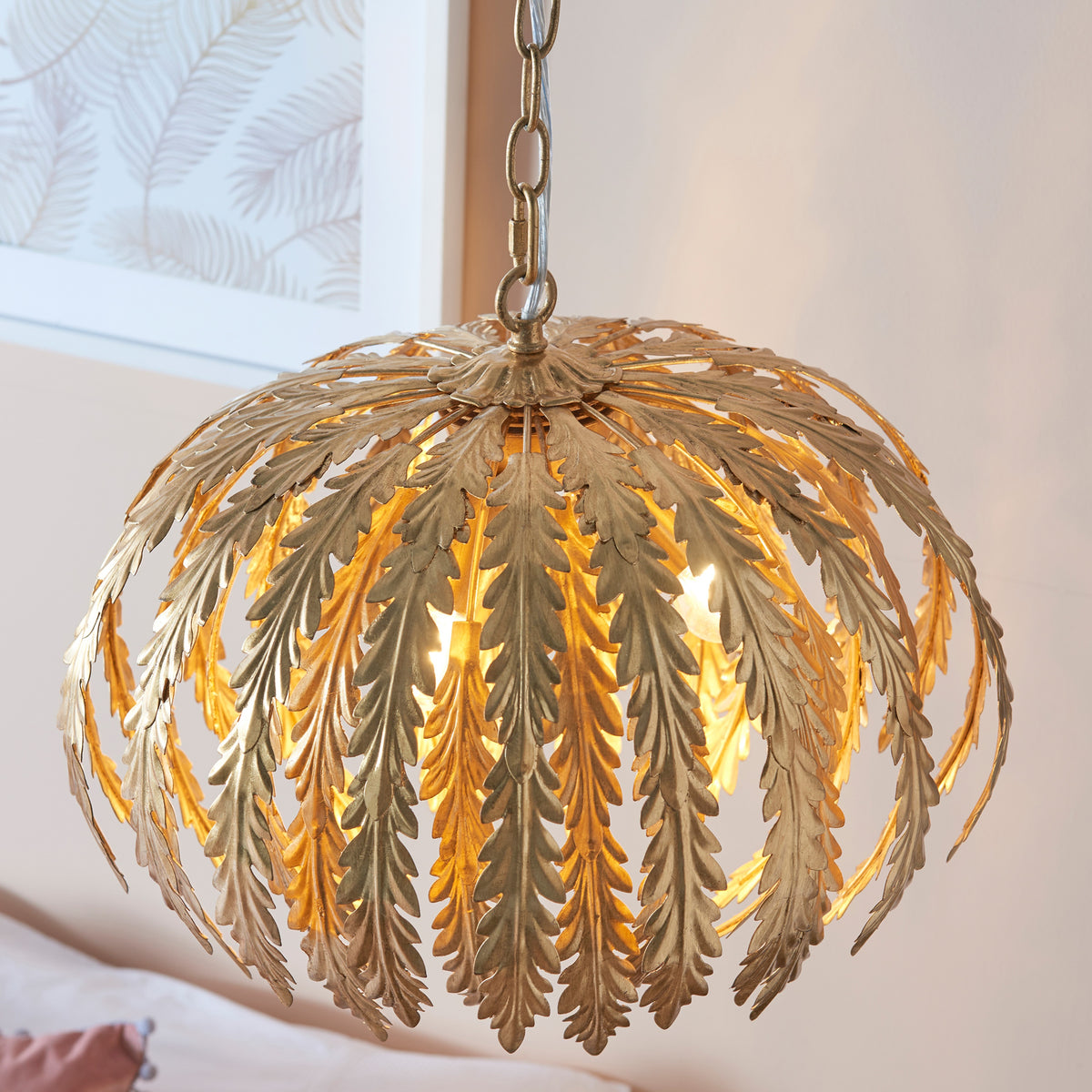 Gallery Direct Delphine Pendant Light Gold, close-up of the finish and design