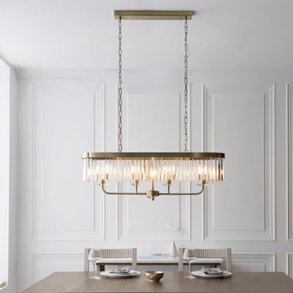 Gallery Direct Derby 4 Linear Pendant Light Antique Brass, styled in a room setting