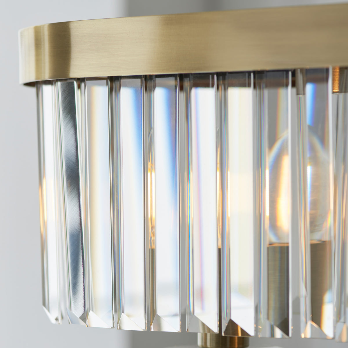 Gallery Direct Derby 4 Linear Pendant Light Antique Brass, close-up of the finish and design