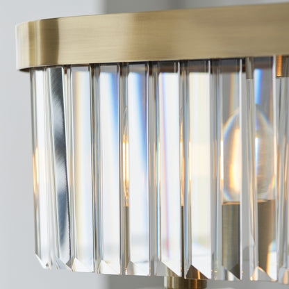 Gallery Direct Derby 4 Linear Pendant Light Antique Brass, close-up of the finish and design