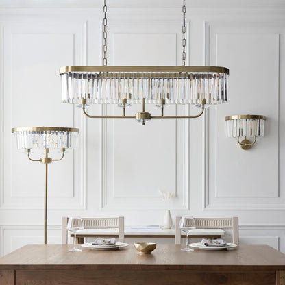 Gallery Direct Derby 4 Linear Pendant Light Antique Brass, styled in a room setting