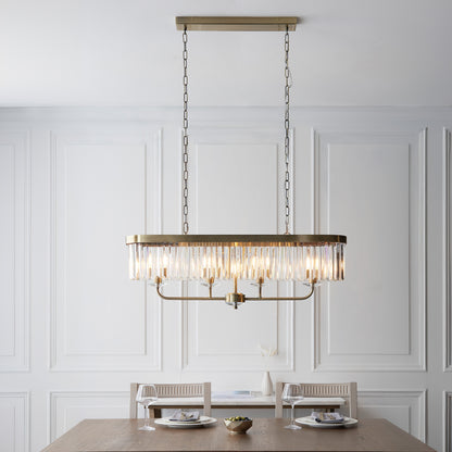 Gallery Direct Derby 4 Linear Pendant Light Antique Brass, styled in a room setting