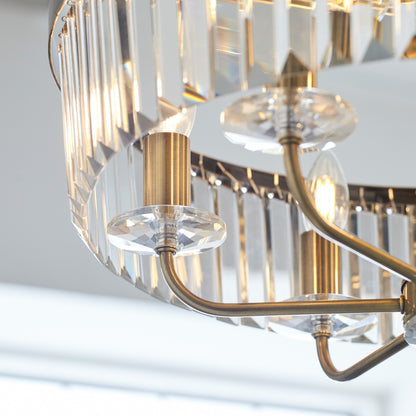 Gallery Direct Derby 6 Pendant Light Antique Brass, close-up of the finish and design