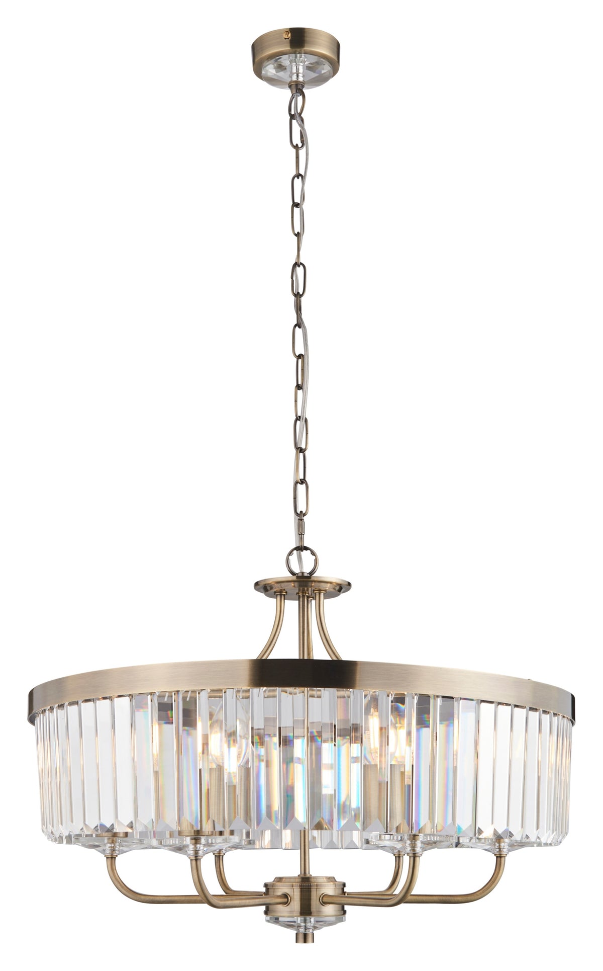 Gallery Direct Derby 6 Pendant Light Antique Brass, complete product view on a white background