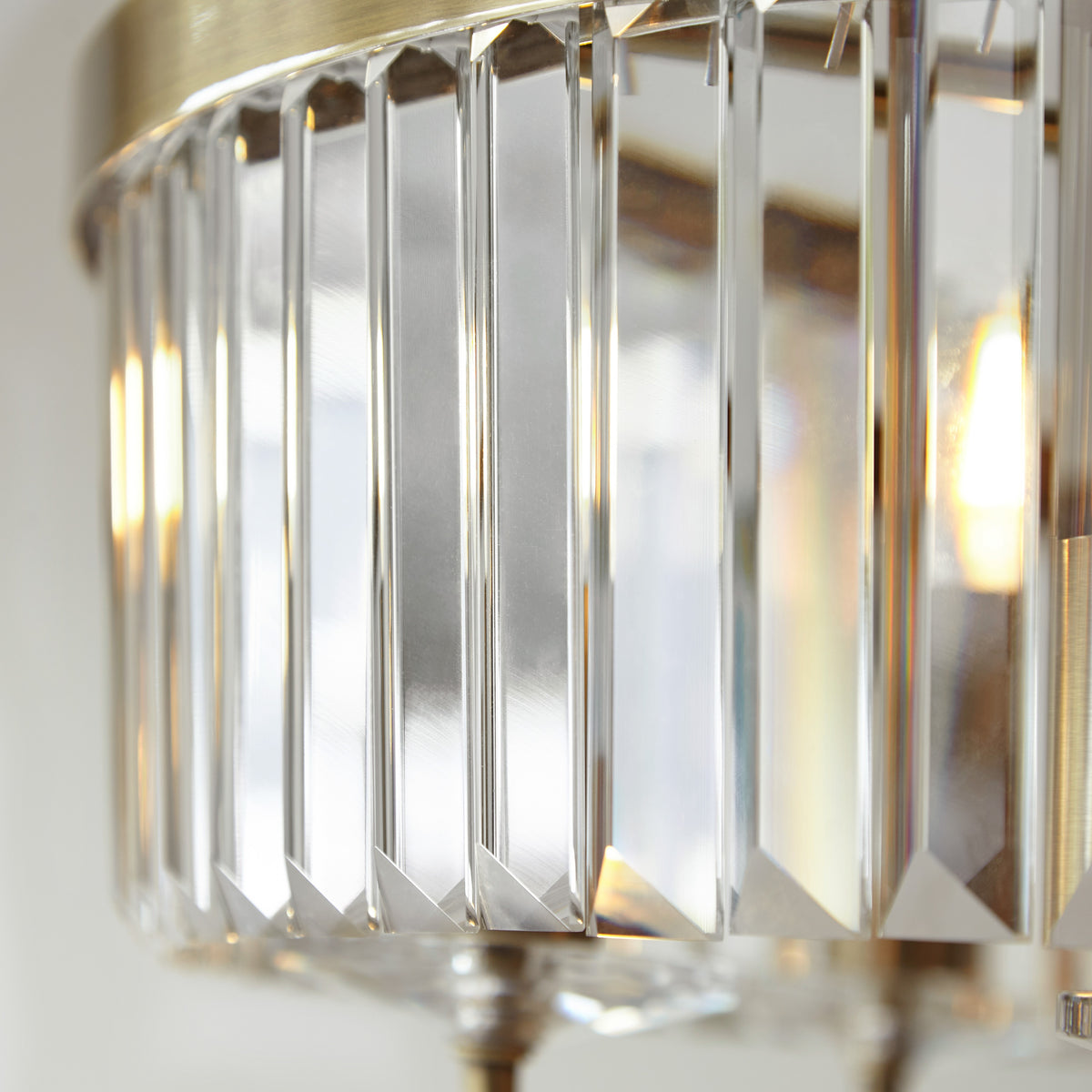 Gallery Direct Derby 6 Pendant Light Antique Brass, close-up of the finish and design
