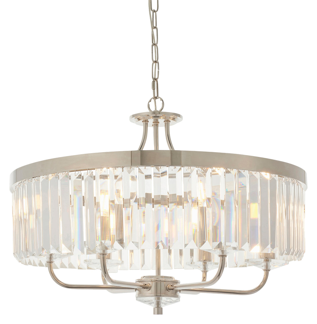 Gallery Direct Derby 6 Pendant Light Chrome, complete product view on a white background