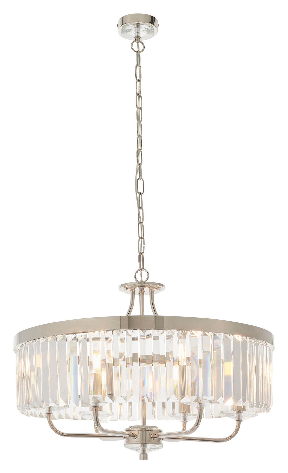 Gallery Direct Derby 6 Pendant Light Chrome, complete product view on a white background