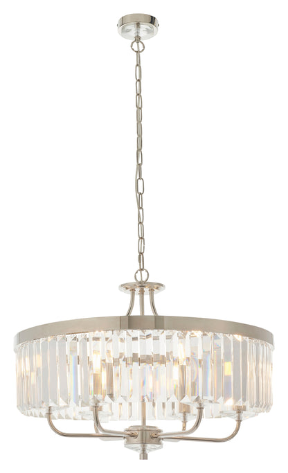 Gallery Direct Derby 6 Pendant Light Chrome, complete product view on a white background