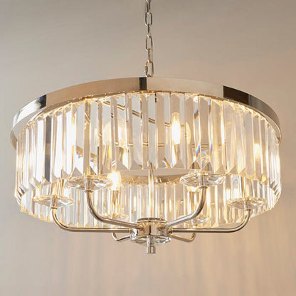 Gallery Direct Derby 6 Pendant Light Chrome, close-up of the finish and design