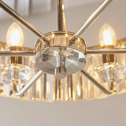 Gallery Direct Derby 6 Pendant Light Chrome, close-up of the finish and design