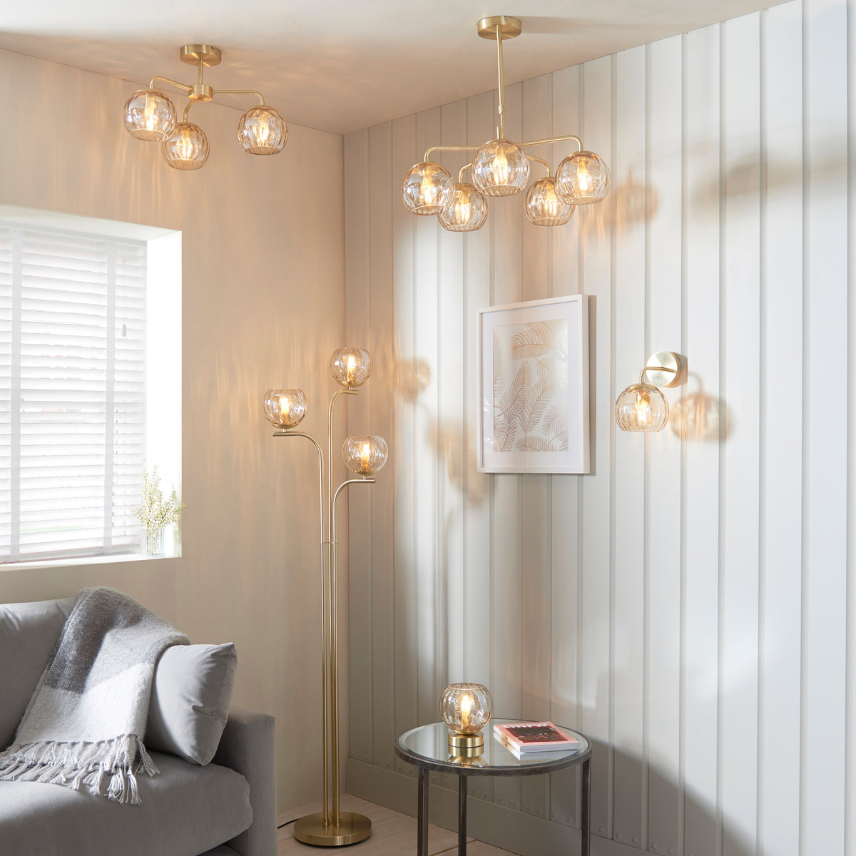 Gallery Direct Dimple 3 Ceiling Light, styled in a room setting
