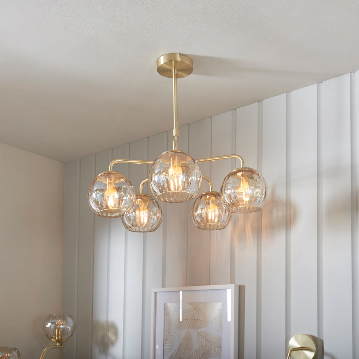 Gallery Direct Dimple 5 Pendant Light, styled in a room setting