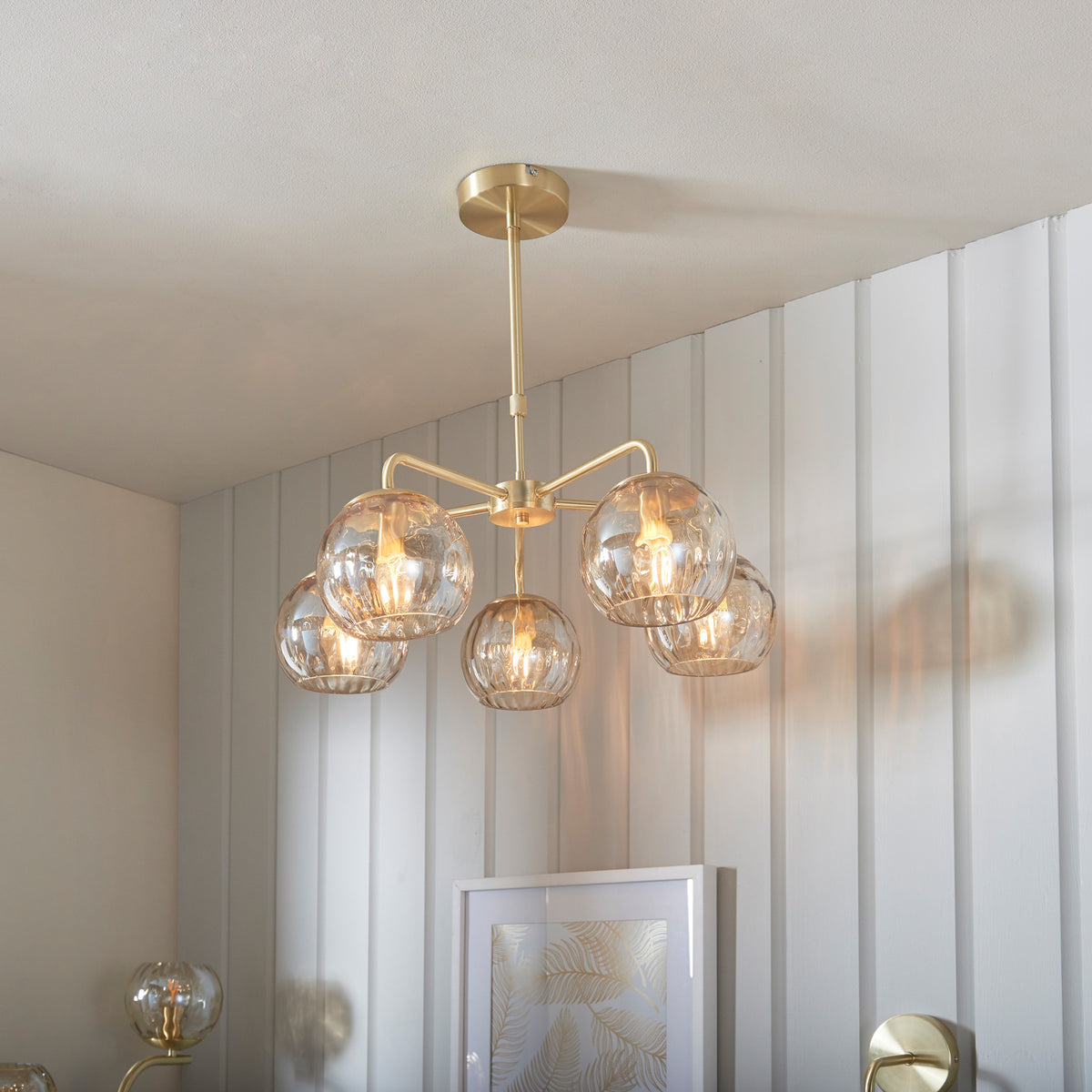 Gallery Direct Dimple 5 Pendant Light, styled in a room setting