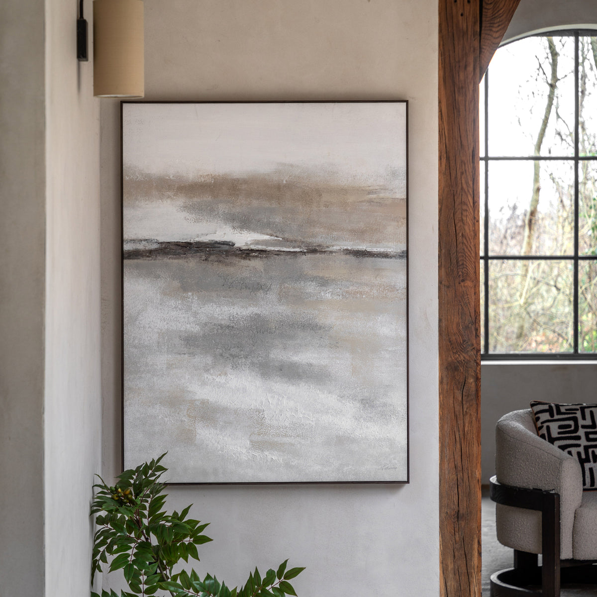 Gallery Direct Drift Framed Canvas displayed in a styled interior