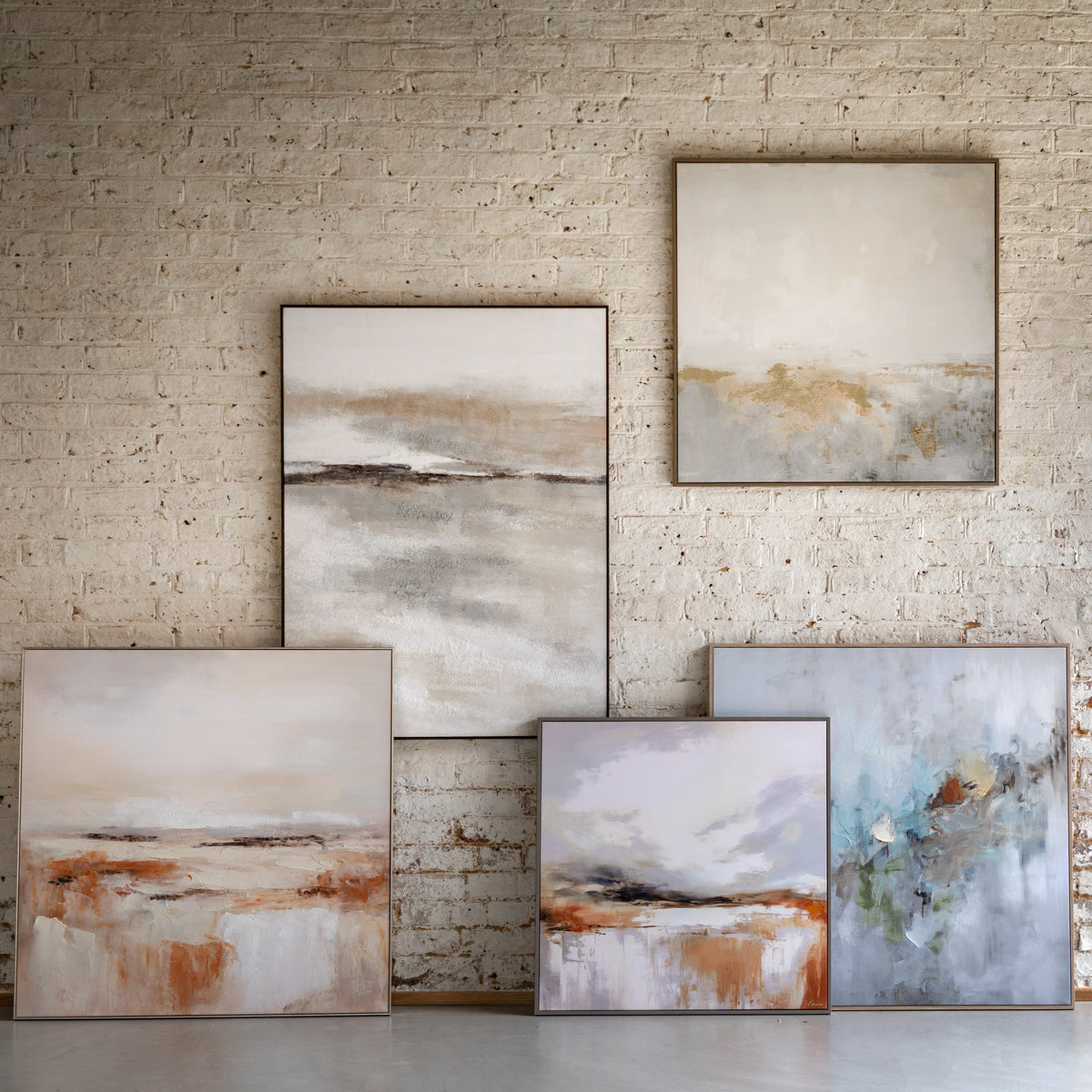 Gallery Direct Drift Framed Canvas displayed in a styled interior