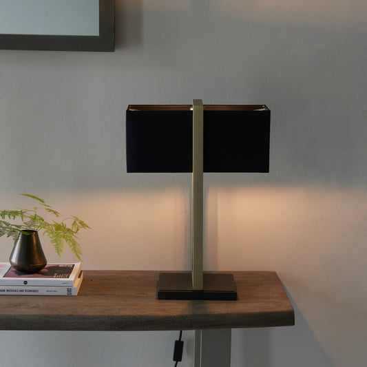 Gallery Direct Duval Table Lamp Antique Brass, styled in a room setting