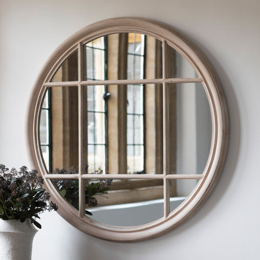 Gallery Direct Eccleston Round Mirror Clay displayed in a styled interior