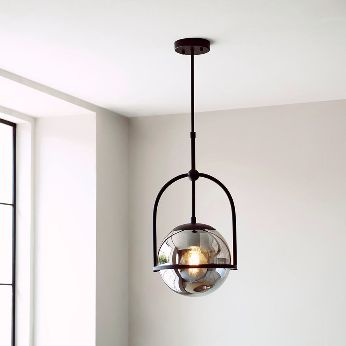 Gallery Direct Elara 1 Pendant Light Matt Black, styled in a room setting