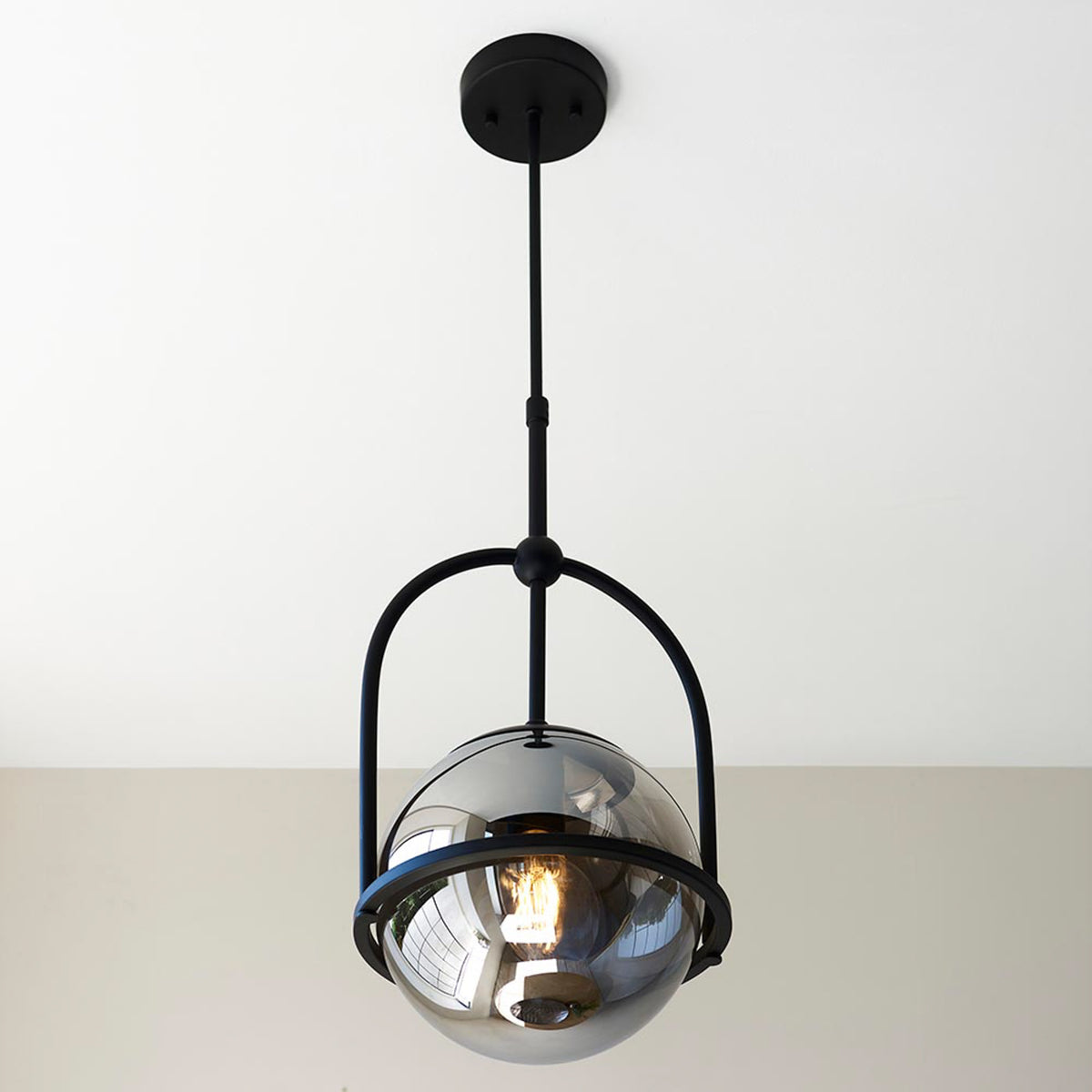 Gallery Direct Elara 1 Pendant Light Matt Black, styled in a room setting