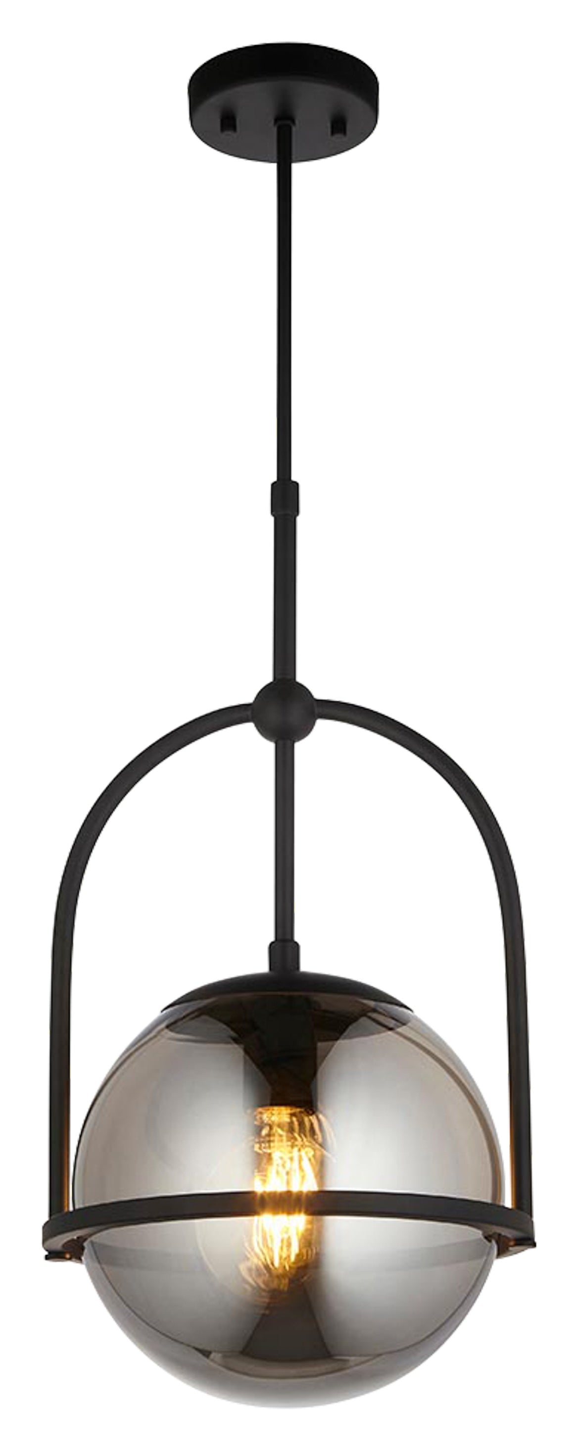 Gallery Direct Elara 1 Pendant Light Matt Black, complete product view on a white background