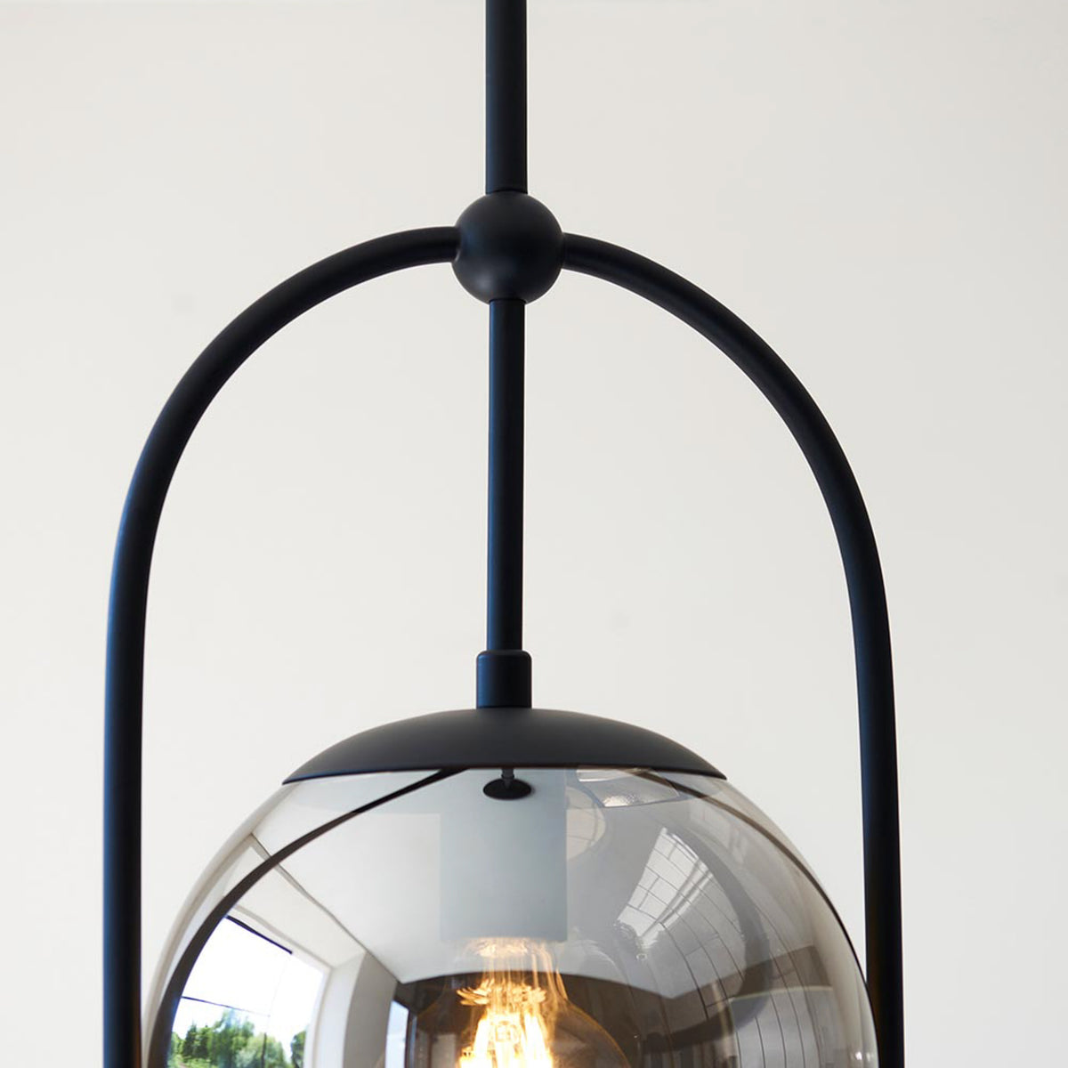 Gallery Direct Elara 1 Pendant Light Matt Black, close-up of the finish and design