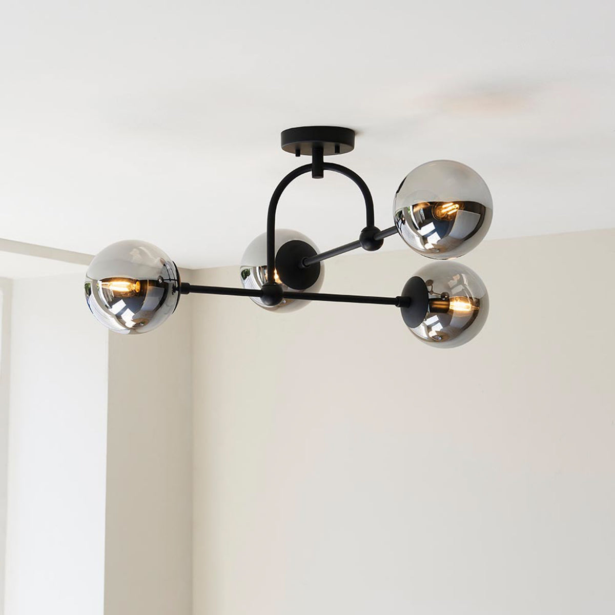 Gallery Direct Elara 4 Ceiling Light Matt Black, styled in a room setting