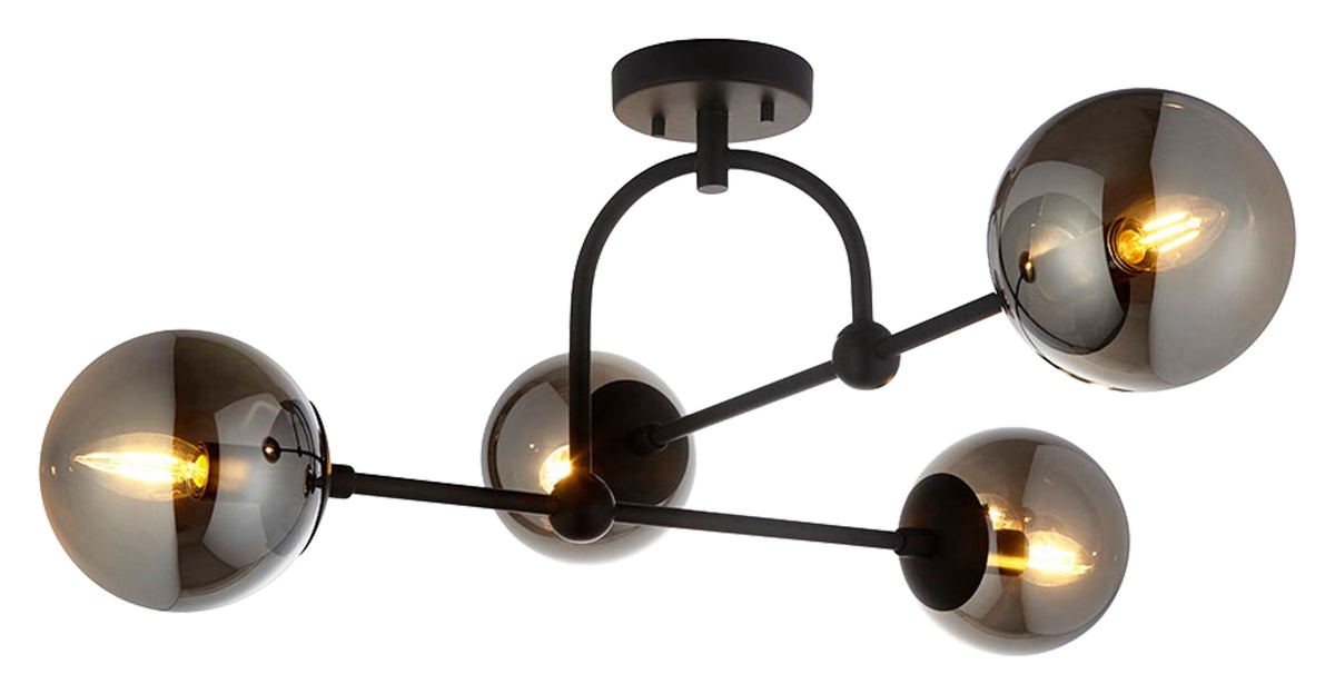 Gallery Direct Elara 4 Ceiling Light Matt Black, complete product view on a white background