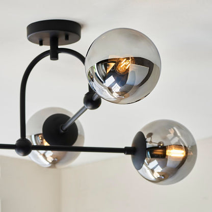 Gallery Direct Elara 4 Ceiling Light Matt Black, close-up of the finish and design