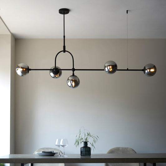 Gallery Direct Elara 5 Linear Pendant Light Matt Black, styled in a room setting