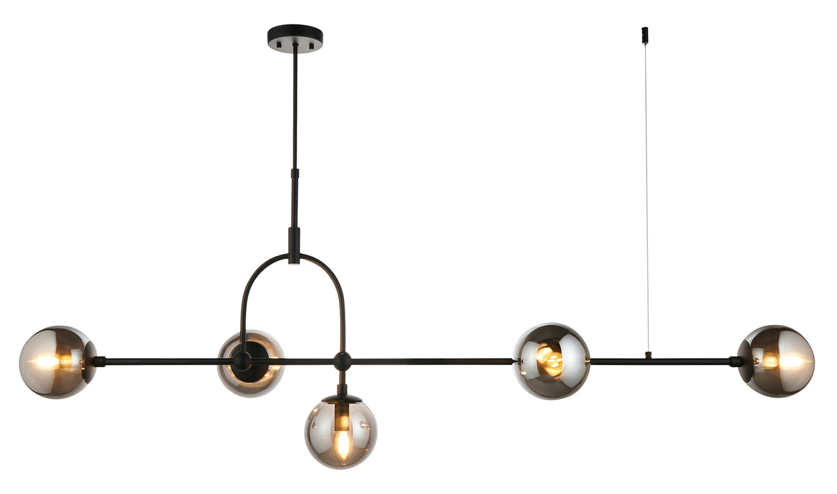 Gallery Direct Elara 5 Linear Pendant Light Matt Black, complete product view on a white background