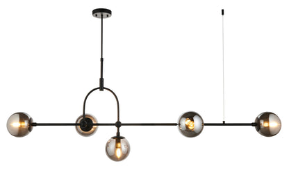 Gallery Direct Elara 5 Linear Pendant Light Matt Black, complete product view on a white background