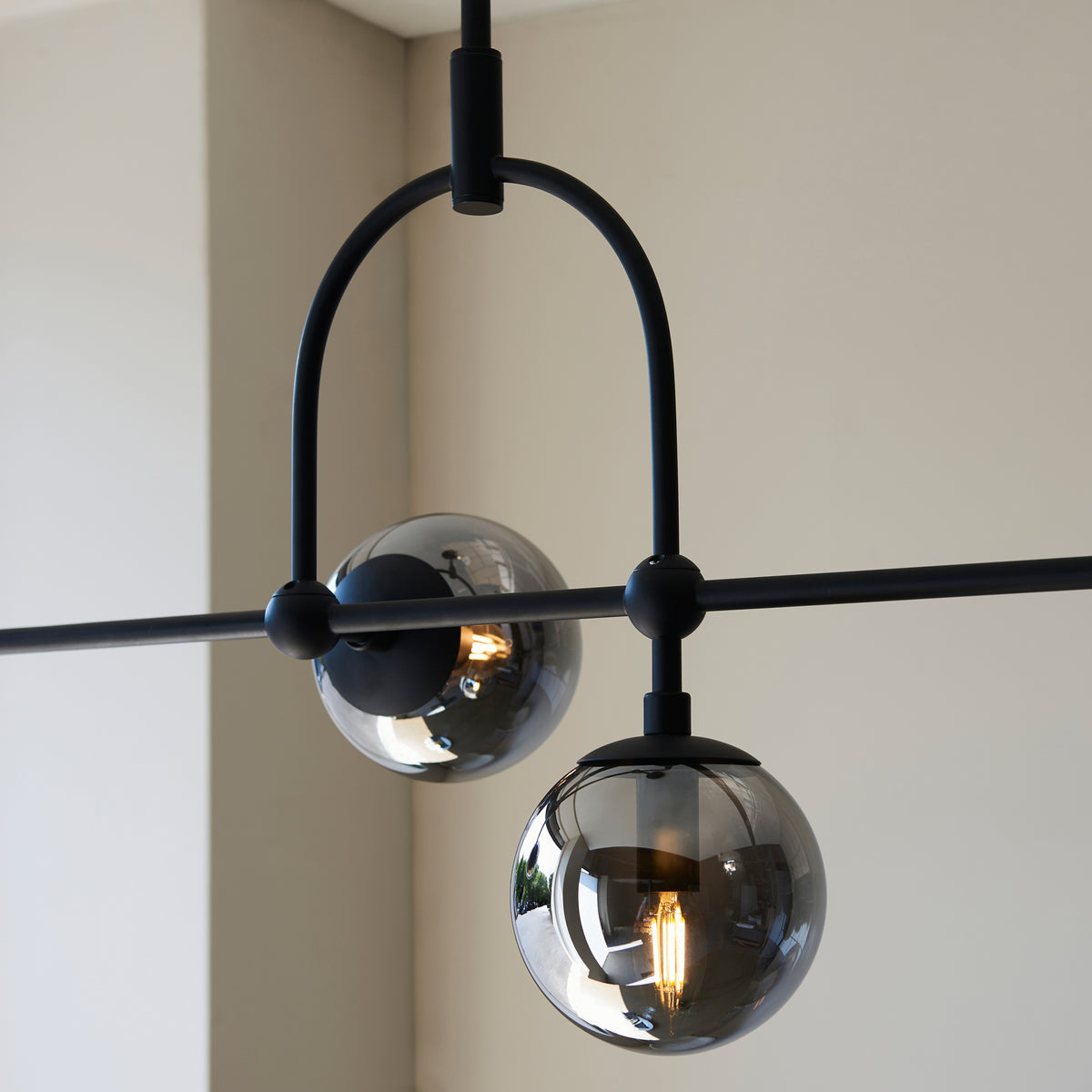 Gallery Direct Elara 5 Linear Pendant Light Matt Black, close-up of the finish and design