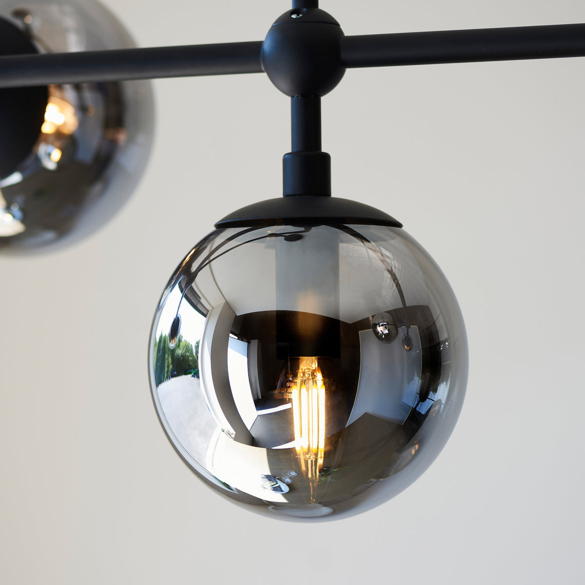 Gallery Direct Elara 5 Linear Pendant Light Matt Black, close-up of the finish and design